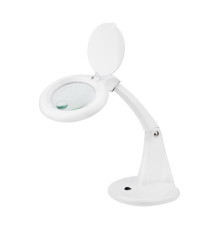 Малая настольная лупа REXANT 3Х +доп.12Х с подсветкой 60 LED, белая 31-0243