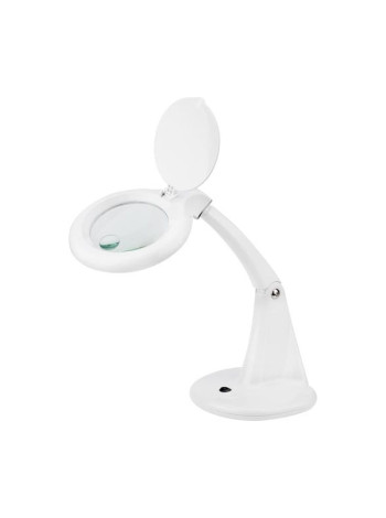 Малая настольная лупа REXANT 3Х +доп.12Х с подсветкой 60 LED, белая 31-0243