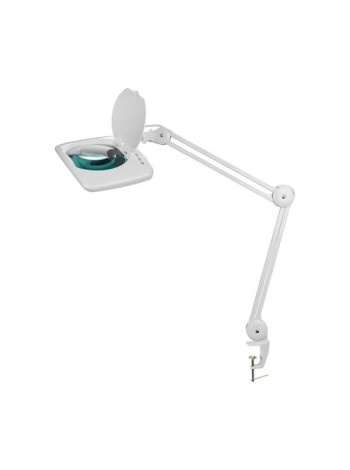 Настольная квадратная лупа REXANT на струбцине, 5Х с подсветкой 60 LED белая 31-0513