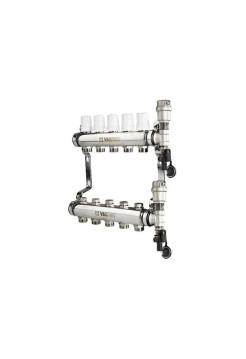 Коллекторная группа из нержавеющей стали с термостатическими клапанами в сборе, 1х10 вых. Евроконус 3/4 VALTEC VTc.588.EMNX.0610