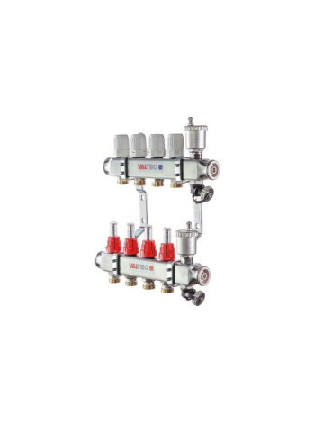Коллекторная группа из нержавеющей стали со встроенными расходомерами в сборе, 1х12 вых. Евроконус 3/4 VALTEC Vtc.586.EMNX.0612