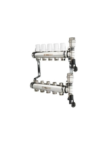 Коллекторная группа из нержавеющей стали с термостатическими клапанами в сборе, 1х9 вых. Евроконус 3/4 VALTEC VTc.588.EMNX.0609
