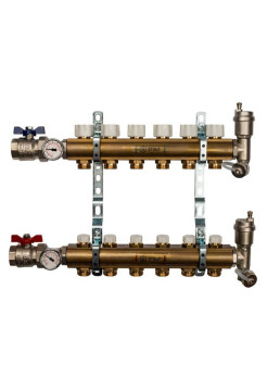 Распределительный коллектор из латуни без расходомеров 6 вых. STOUT SMB 0468 000006