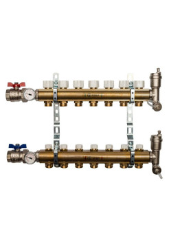 Распределительный коллектор из латуни без расходомеров 7 вых. STOUT SMB 0468 000007