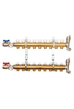 Распределительный коллектор из латуни без расходомеров 9 вых. STOUT SMB 0468 000009