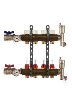 Распределительный коллектор из латуни с расходомерами 4 вых. STOUT SMB 0473 000004