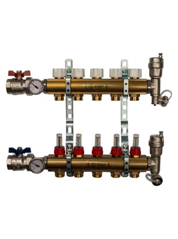 Распределительный коллектор из латуни с расходомерами 5 вых. STOUT SMB 0473 000005