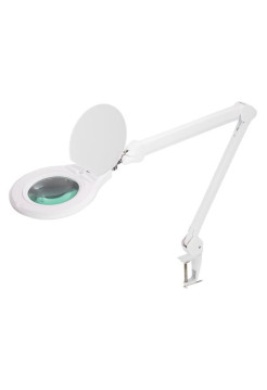 Лупа на струбцине REXANT круглая, 5D, с подсветкой, 72 SMD, сенсорный регулятор яркости, диаметр 152 мм, белая 31-0532