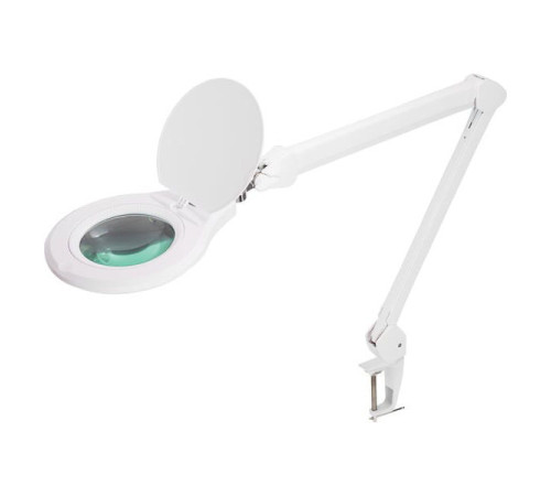 Лупа на струбцине REXANT круглая, 5D, с подсветкой, 72 SMD, сенсорный регулятор яркости, диаметр 152 мм, белая 31-0532