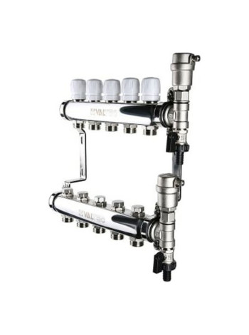 Коллекторная группа VALTEC, в сборе, 1х5 выход Евроконус 3/4 VTc.588.EMNX.0605