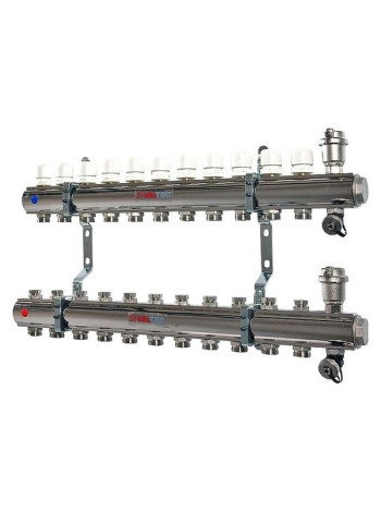 Коллекторная группа VALTEC 1x11 выходов евроконус 3/4" в сборе VTc.594.EMNX.0611