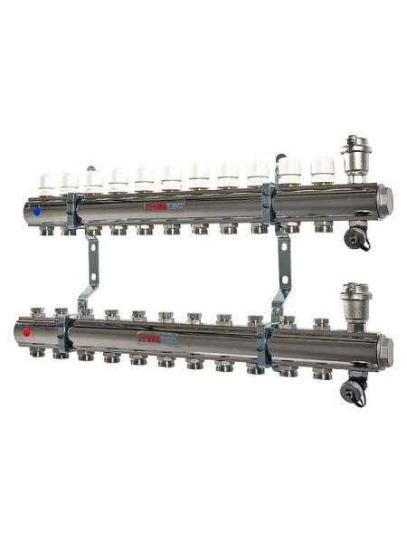 Коллекторная группа VALTEC 1x11 выходов евроконус 3/4" в сборе VTc.594.EMNX.0611