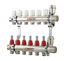 Коллекторная группа VALTEC 1x7 выходов евроконус 3/4" со встроенными расходомерами в сборе VTc.596.EMNX.0607