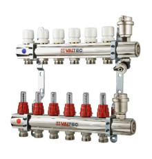 Коллекторная группа VALTEC 1x7 выходов евроконус 3/4" со встроенными расходомерами в сборе VTc.596.EMNX.0607