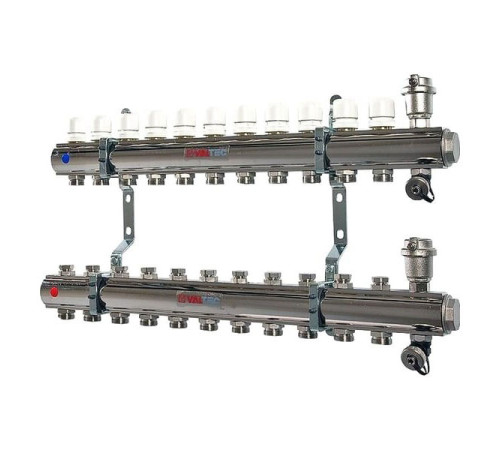 Коллекторная группа VALTEC 1x12 выходов евроконус 3/4" в сборе VTc.594.EMNX.0612