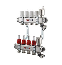 Коллекторная группа VALTEC 1x11 выходов евроконус 3/4" нержавеющая сталь со встроенными расходомерами в сборе VTc.586.EMNX.0611