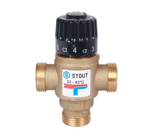 Термостатический смесительный клапан STOUT 3/4 НР, 20-43°С, KV 1.6 SVM-0120-164320 RG008TIGE3D461
