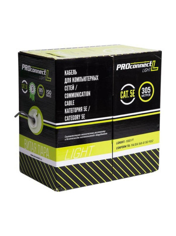 Кабель PROconnect витая пара LIGHT FTP 4PR 26AWG, CCA, CAT5, бухта 305 м 01-0148-3