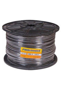 Кабель PROconnect КВК-П-2 +2x0,50 кв.мм Cu/Cu черный бухта 200 м 01-4214