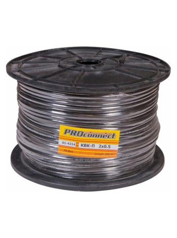 Кабель PROconnect КВК-П-2 +2x0,50 кв.мм Cu/Cu черный бухта 200 м 01-4214