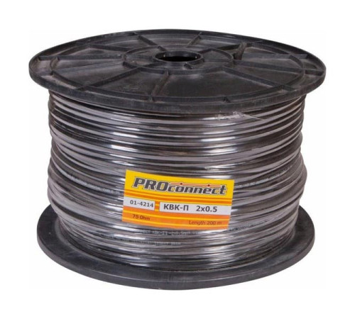 Кабель PROconnect КВК-П-2 +2x0,50 кв.мм Cu/Cu черный бухта 200 м 01-4214