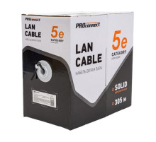 Кабель PROconnect витая пара UTP 4PR 24AWG, CCA, CAT5e, PE, бухта 305 м, черный OUTDOOR 01-0045-3