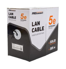 Кабель PROconnect витая пара UTP 4PR 24AWG, CCA, CAT5e, PE, бухта 305 м, черный OUTDOOR 01-0045-3