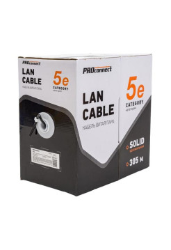 Кабель PROconnect витая пара UTP 4PR 24AWG, CCA, CAT5e, PE, бухта 305 м, черный OUTDOOR 01-0045-3