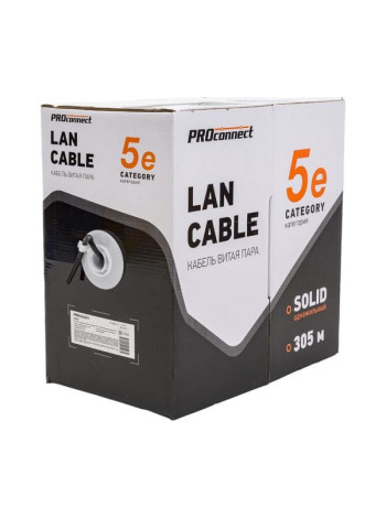 Кабель PROconnect витая пара UTP 4PR 24AWG, CCA, CAT5e, PE, бухта 305 м, черный OUTDOOR 01-0045-3