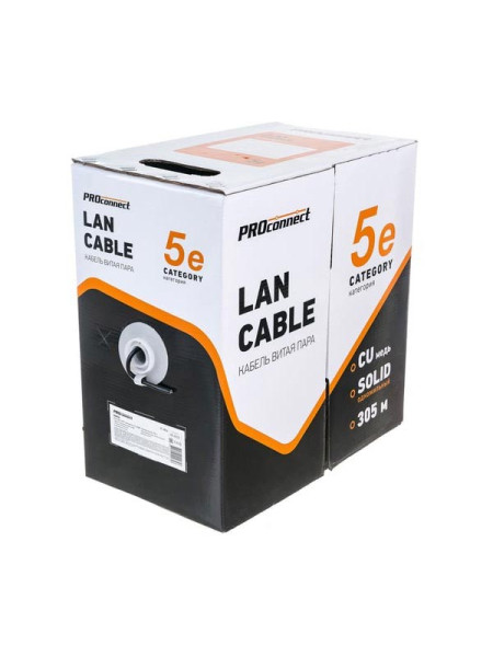 Кабель PROconnect витая пара UTP 4PR 24AWG, CAT5e наружный OUTDOOR бухта 305 м 01-0054