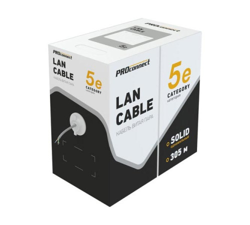 Кабель PROconnect витая пара FTP 4PR 24AWG, CCA, CAT5e, бухта 305 м 01-0142-3