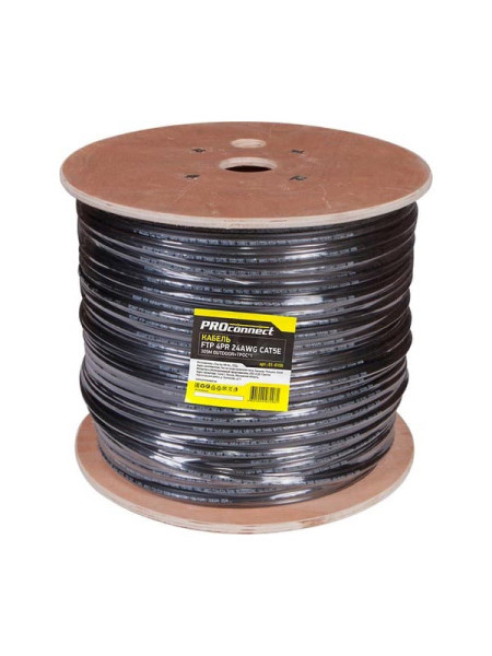Кабель PROconnect витая пара FTP 4PR 24AWG, CAT5e, наружный OUTDOOR + ТРОС1 бухта 305 м 01-0155
