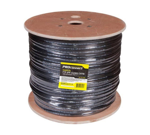 Кабель PROconnect витая пара FTP 4PR 24AWG, CAT5e, наружный OUTDOOR + ТРОС1 бухта 305 м 01-0155
