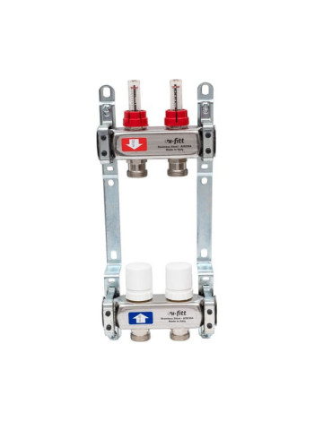 Коллекторная группа Uni-Fitt 1" х 3/4", 2 выхода, без концевиков, нержавеющая cталь 450B4302
