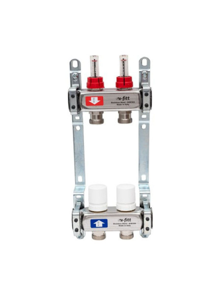 Коллекторная группа Uni-Fitt 1" х 3/4", 2 выхода, без концевиков, нержавеющая cталь 450B4302