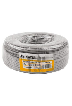 Кабель PROconnect UTP 4PR 24AWG, CU , CAT5E, 100 МГц, PVC, серый, бухта 100 м 01-0052-100