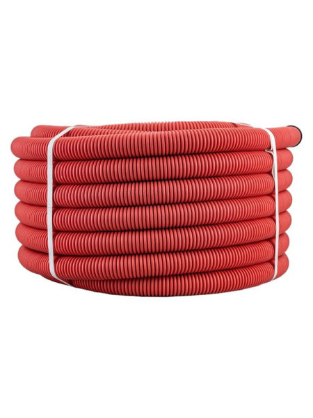 Гофрированная труба ПНД ЭРА двустенная, красная, d 40 мм, с зондом, 50 м GOFR4050HD2R Б0052251