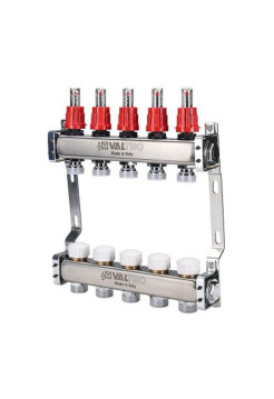 Коллекторный блок с расходомером VALTEC 1х4 выхода Евроконус 3/4 VTc.584.EMNX.0604