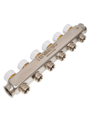 Коллекторный блок с ручным регулировочным клапаном VALTEC 1х6 выходов Евроконус 3/4 VTc.582.EMNX.0606