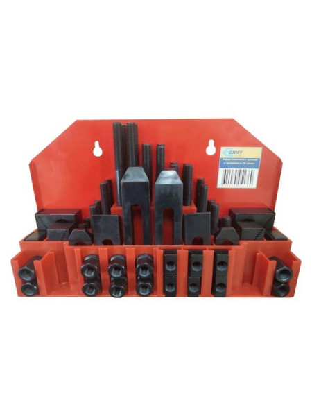 Набор станочного крепежа и прижимов из 58 предметов Т-паз 14 мм, М12, металл. футляр GRIFF b275520