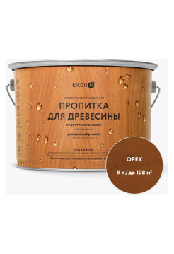 Водоотталкивающая пропитка Elcon Bio Lasure для защиты дерева до 15 лет, антисептик (орех; 9 л) 00-00461959