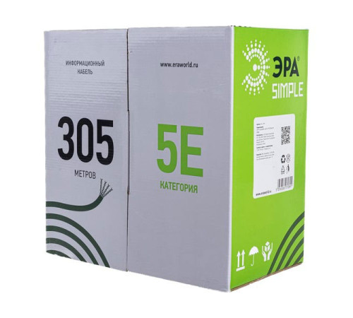 Кабель ЭРА витая пара F/UTP Cat5e 4x2x24 AWG CU PE ТРОС OUTDOOR 305м Б0044690