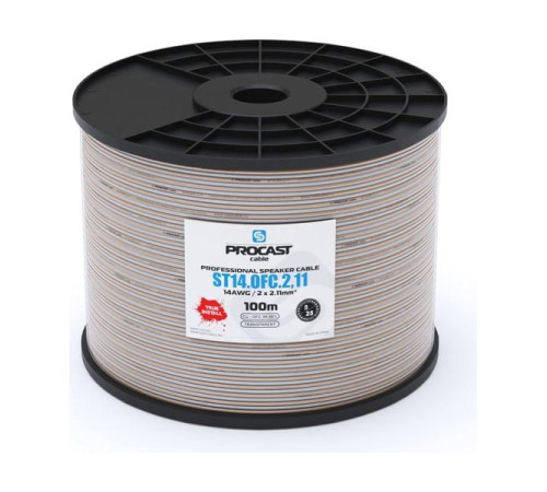Акустический кабель PROCAST cable ST 14.OFC.2,11.25, 14AWG 2x2,11mm2, прозрачный, 25 м НФ-00001798