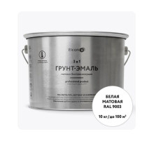 Быстросохнущая грунт-эмаль по металлу Elcon (3 в 1 по ржавчине; матовая; белая; 10 кг) 00-00462650