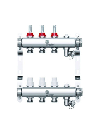 Коллектор в сборе Wester нержавеющая сталь, 1"-3/4", с расходомерами, на 3 выхода 0-32-1815