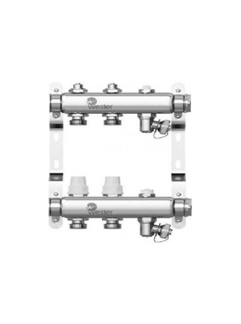 Коллектор в сборе Wester нержавеющая сталь, 1"-3/4", на 2 выхода, с 2 заглушками 0-32-1865