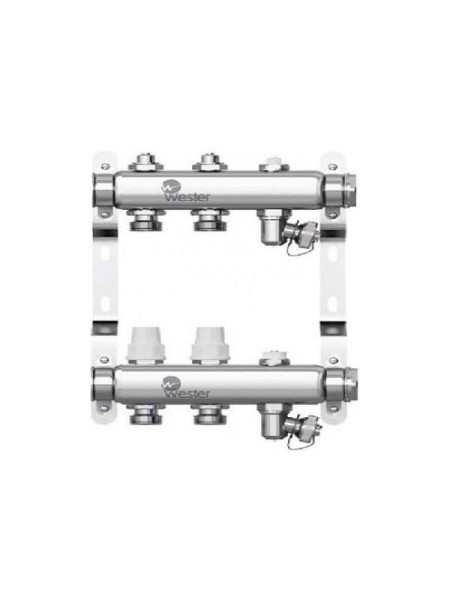Коллектор в сборе Wester нержавеющая сталь, 1"-3/4", на 2 выхода, с 2 заглушками 0-32-1865