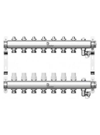 Коллектор в сборе Wester нержавеющая сталь, 1"-3/4", на 7 выходов, с 2 заглушками 0-32-1890