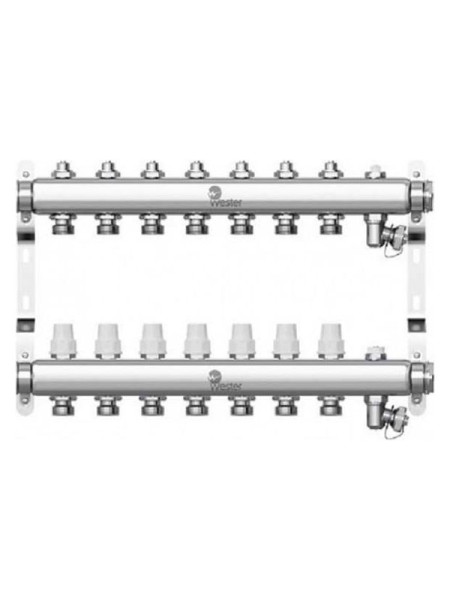 Коллектор в сборе Wester нержавеющая сталь, 1"-3/4", на 7 выходов, с 2 заглушками 0-32-1890