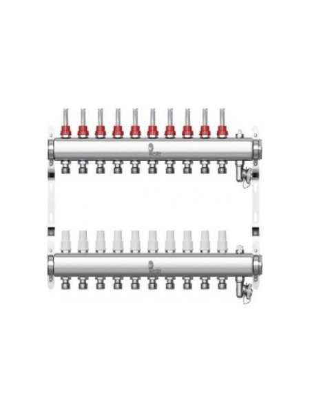 Коллектор в сборе Wester нержавеющая сталь, 1"-3/4", с расходомерами, на 10 выходов 0-32-1850